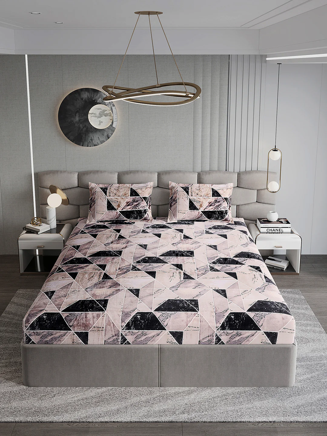 404 GSM 100% Polyester Double Bed 1 Bedsheet with 2 Pillow Cover (Ruby Gold) - Image 3