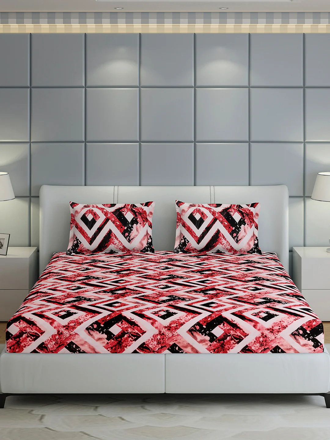 404 GSM 100% Polyester King Bed 1 Bedsheet with 2 Pillow Cover (Aura) - Image 2