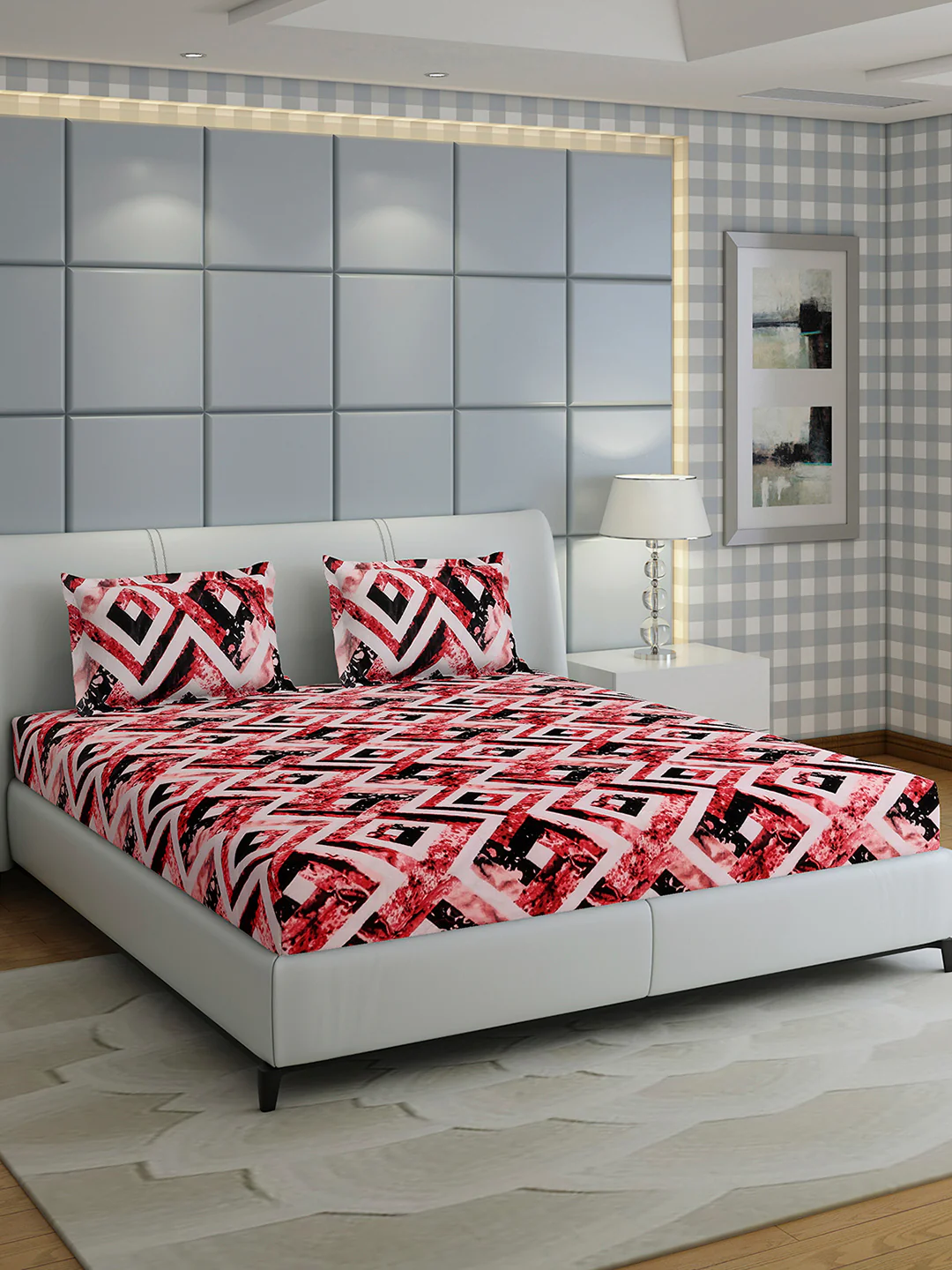 404 GSM 100% Polyester King Bed 1 Bedsheet with 2 Pillow Cover (Aura) - Image 4