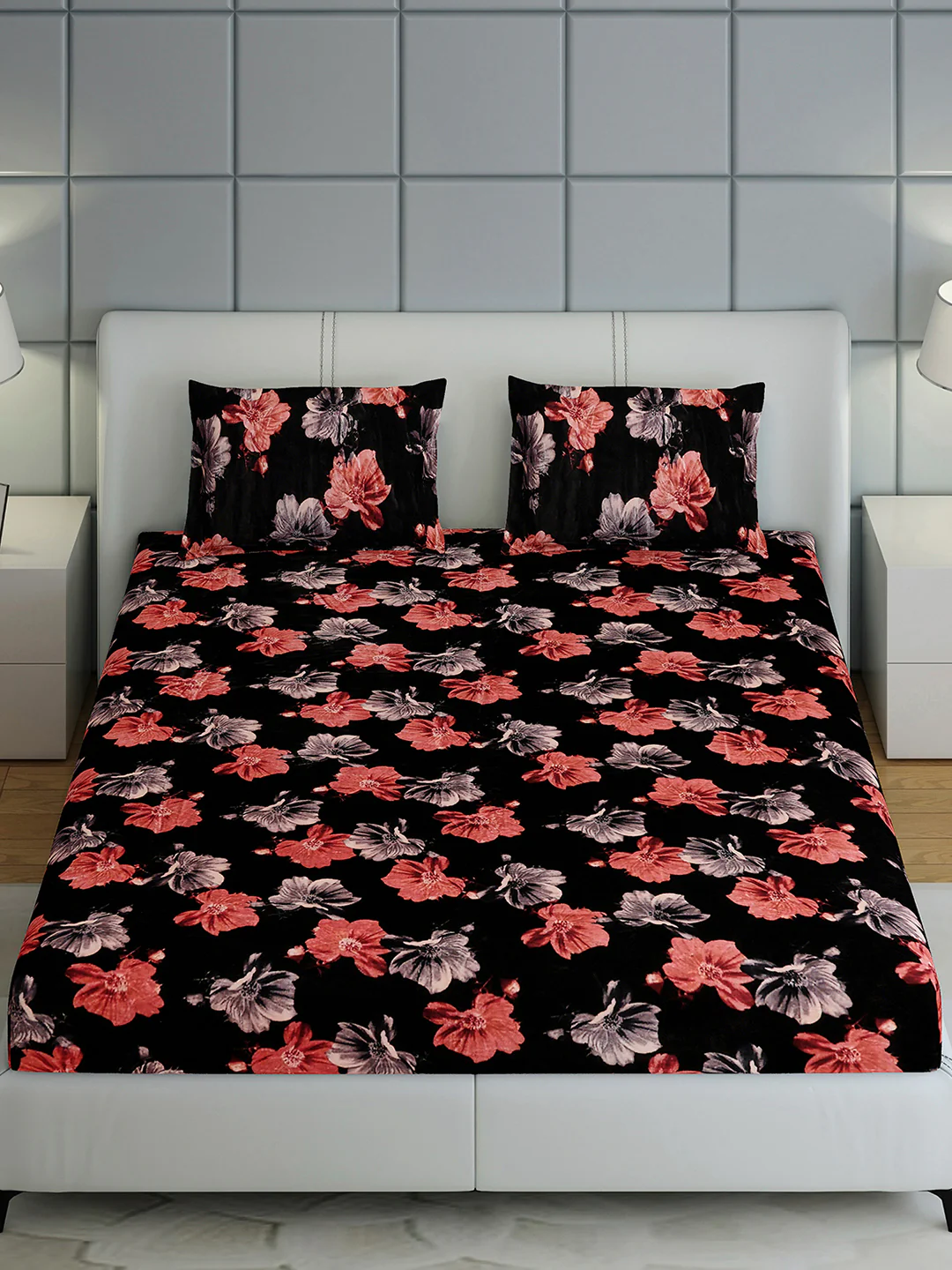 413 GSM 100% Polyester King Bed 1 Bedsheet with 2 Pillow Cover (Aura) - Image 3