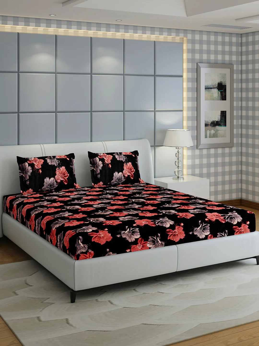 413 GSM 100% Polyester King Bed 1 Bedsheet with 2 Pillow Cover (Aura) - Image 4