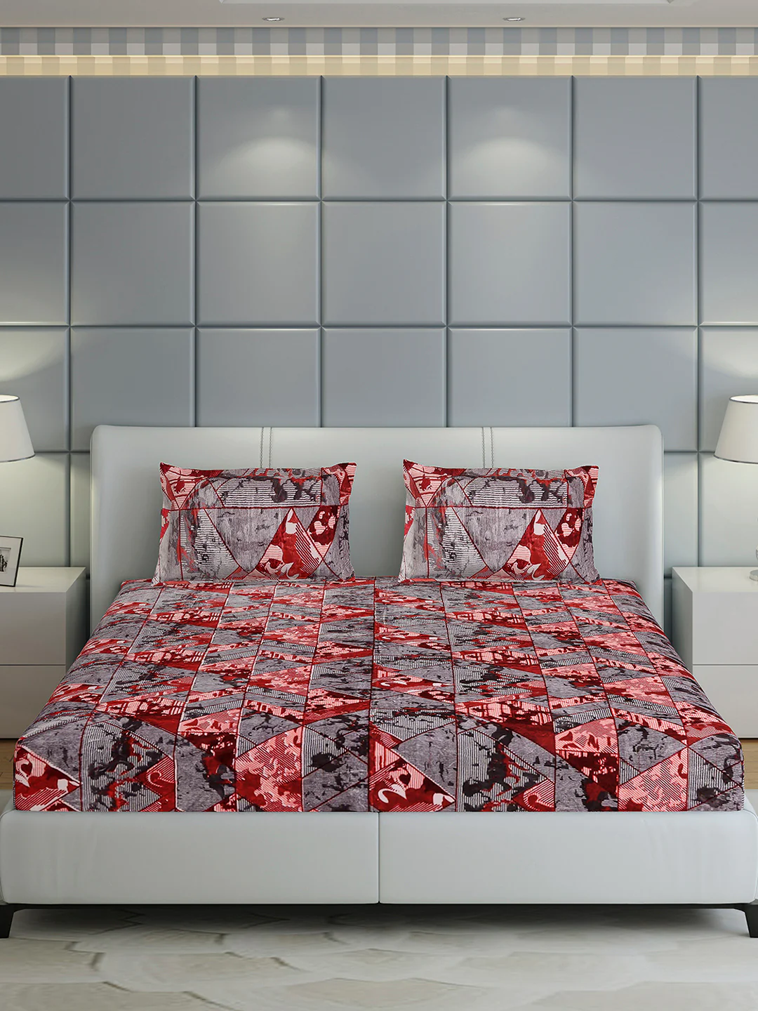 413 GSM 100% Polyester King Bed 1 Bedsheet with 2 Pillow Cover (Aura) - Image 2