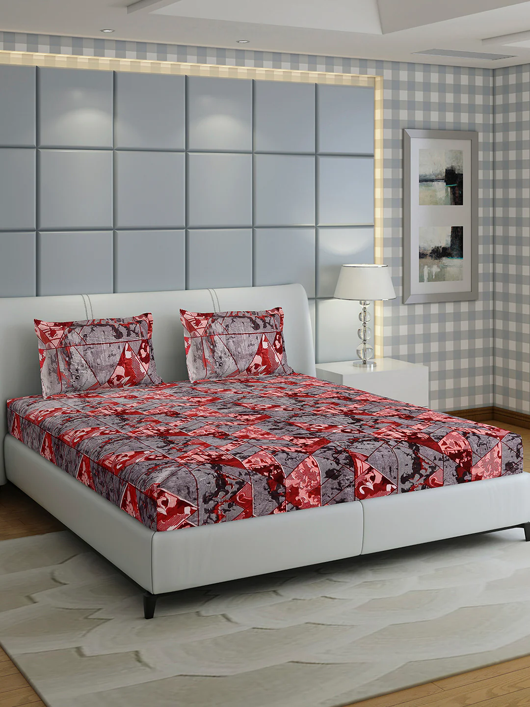 413 GSM 100% Polyester King Bed 1 Bedsheet with 2 Pillow Cover (Aura) - Image 4