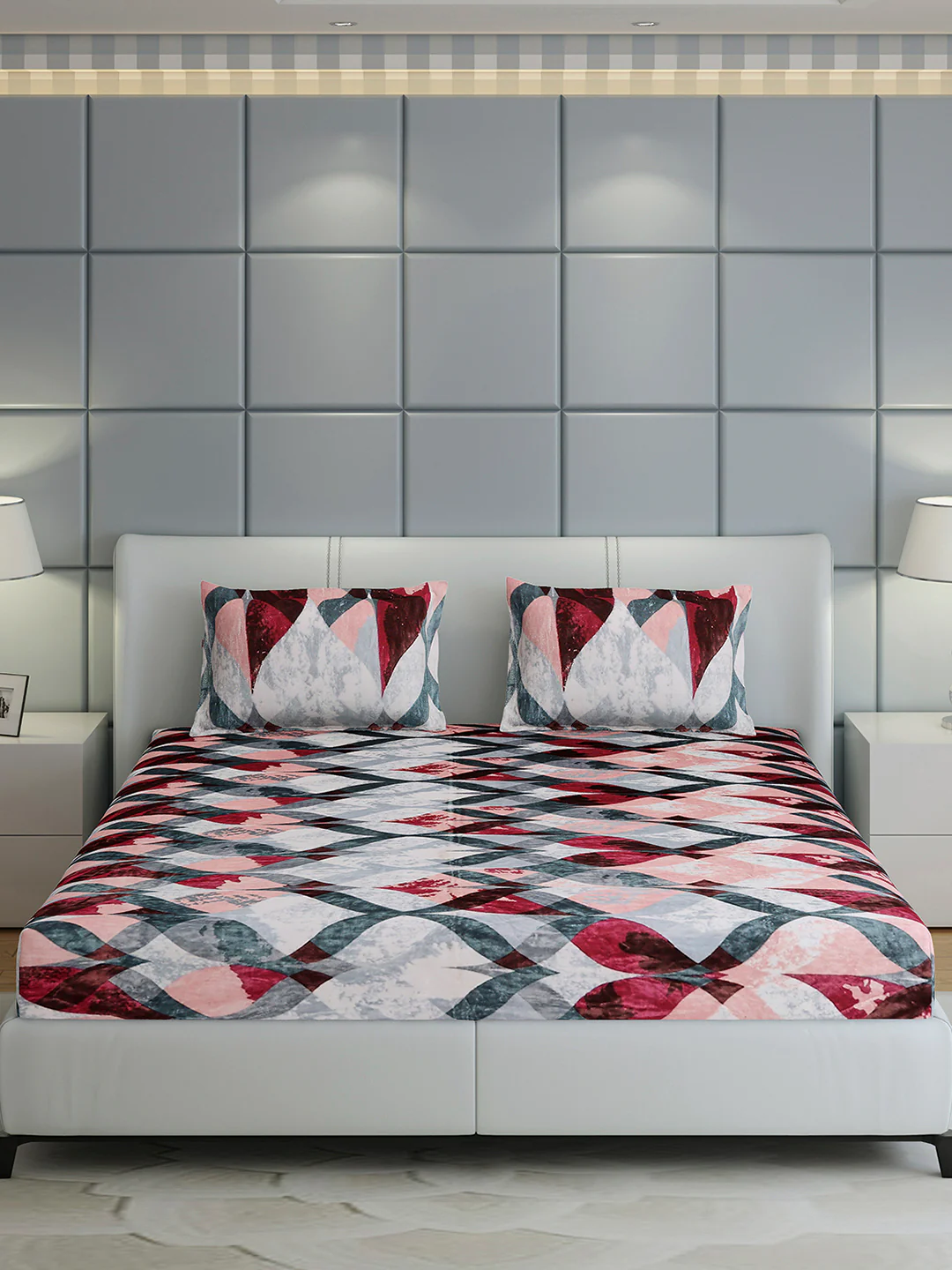 413 GSM 100% Polyester King Bed 1 Bedsheet with 2 Pillow Cover (Aura) - Image 2