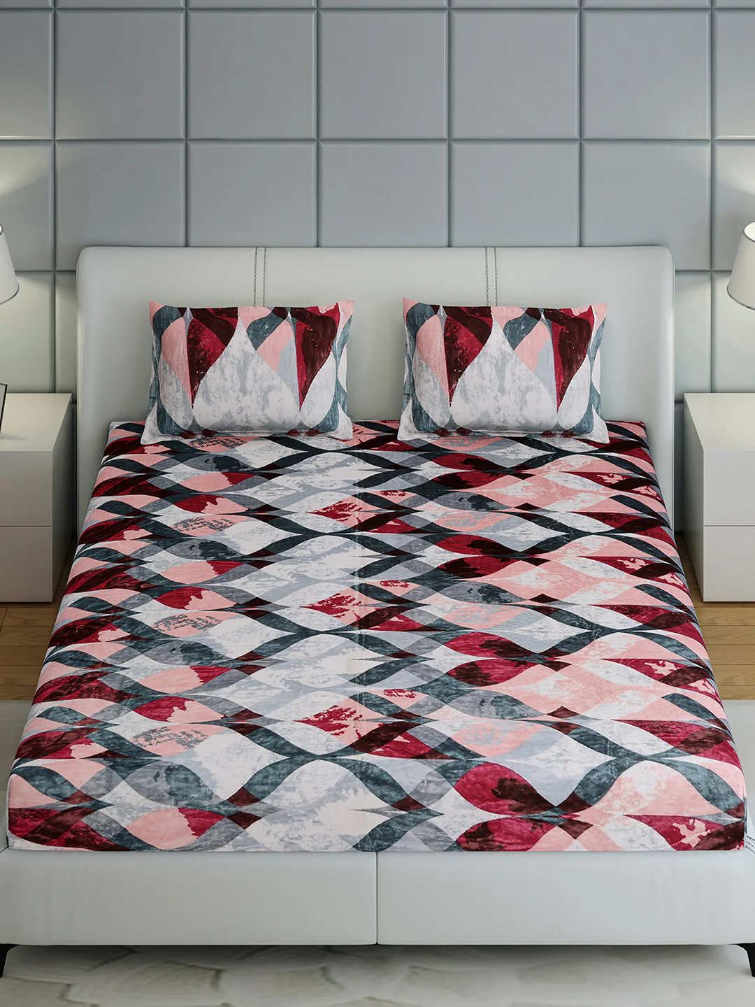 413 GSM 100% Polyester King Bed 1 Bedsheet with 2 Pillow Cover (Aura) - Image 3