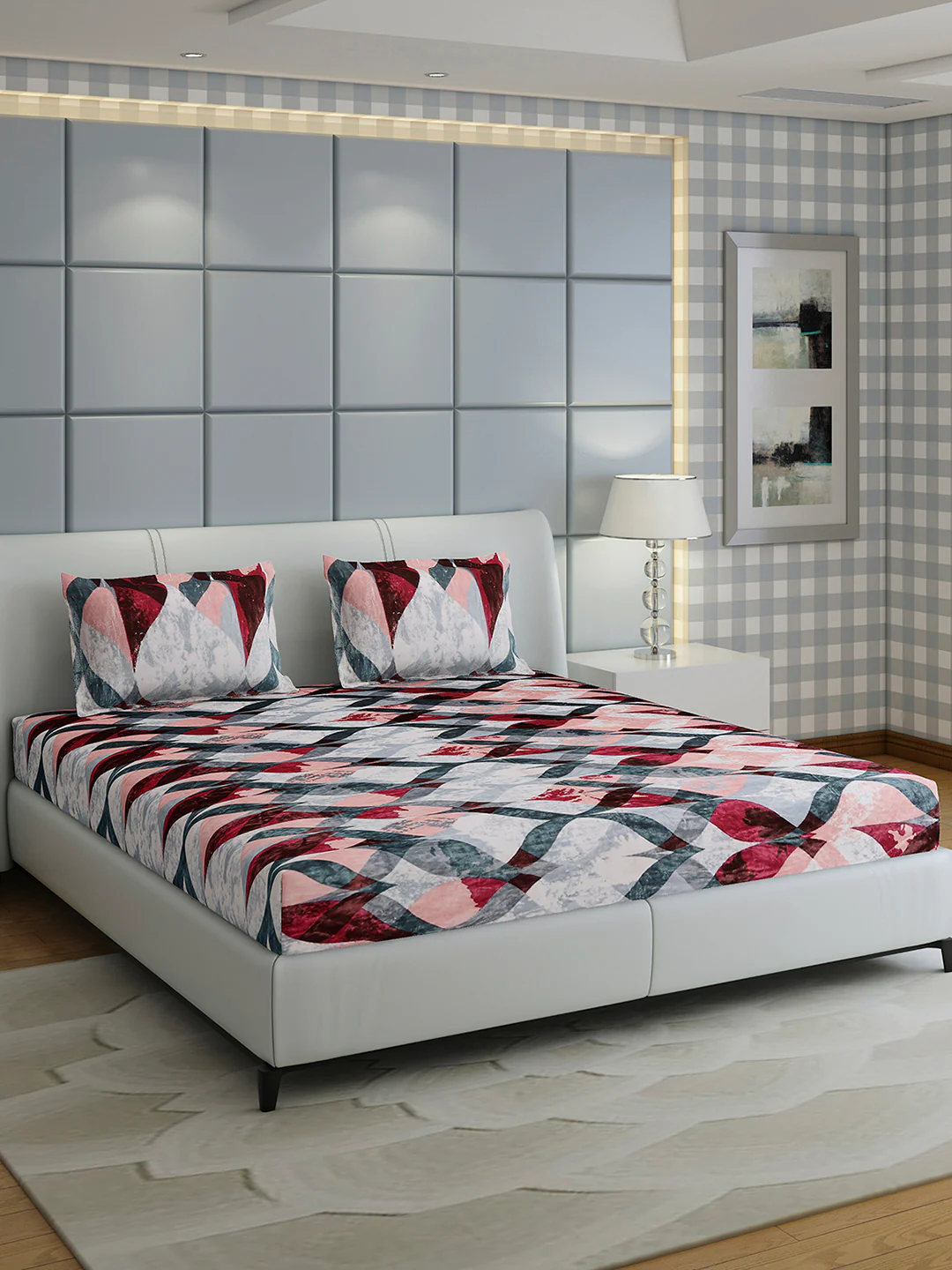 413 GSM 100% Polyester King Bed 1 Bedsheet with 2 Pillow Cover (Aura) - Image 4