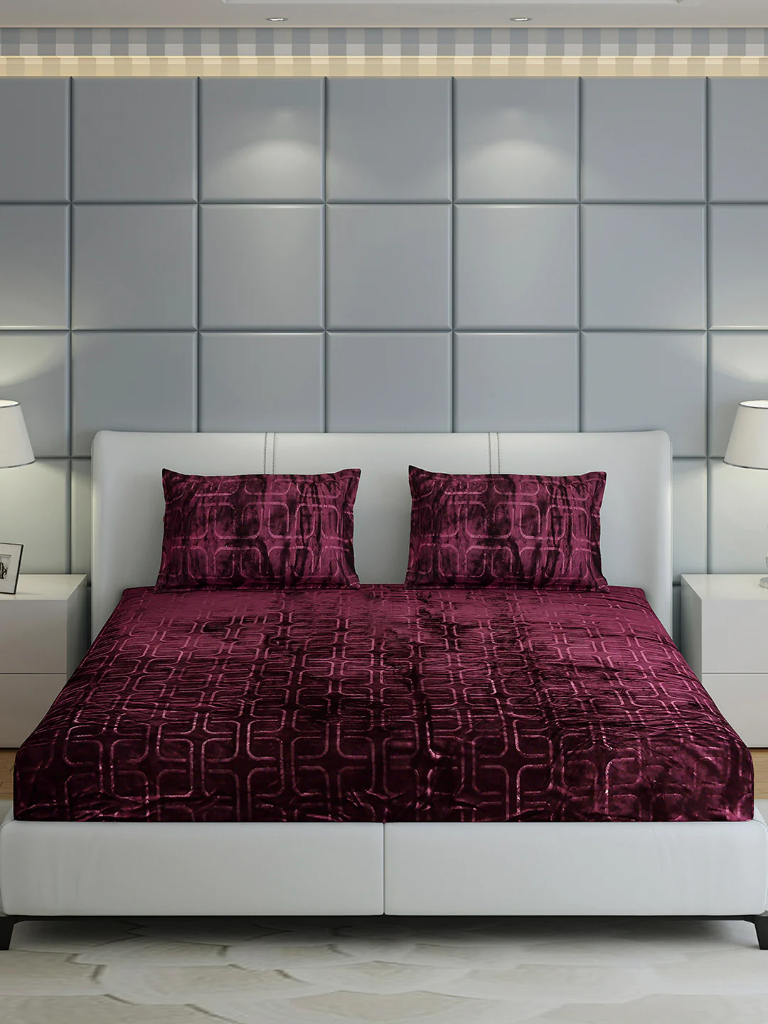 435 GSM 100% Polyester Double Bed 1 Bedsheet with 2 Pillow Cover (Indigo) - Image 2