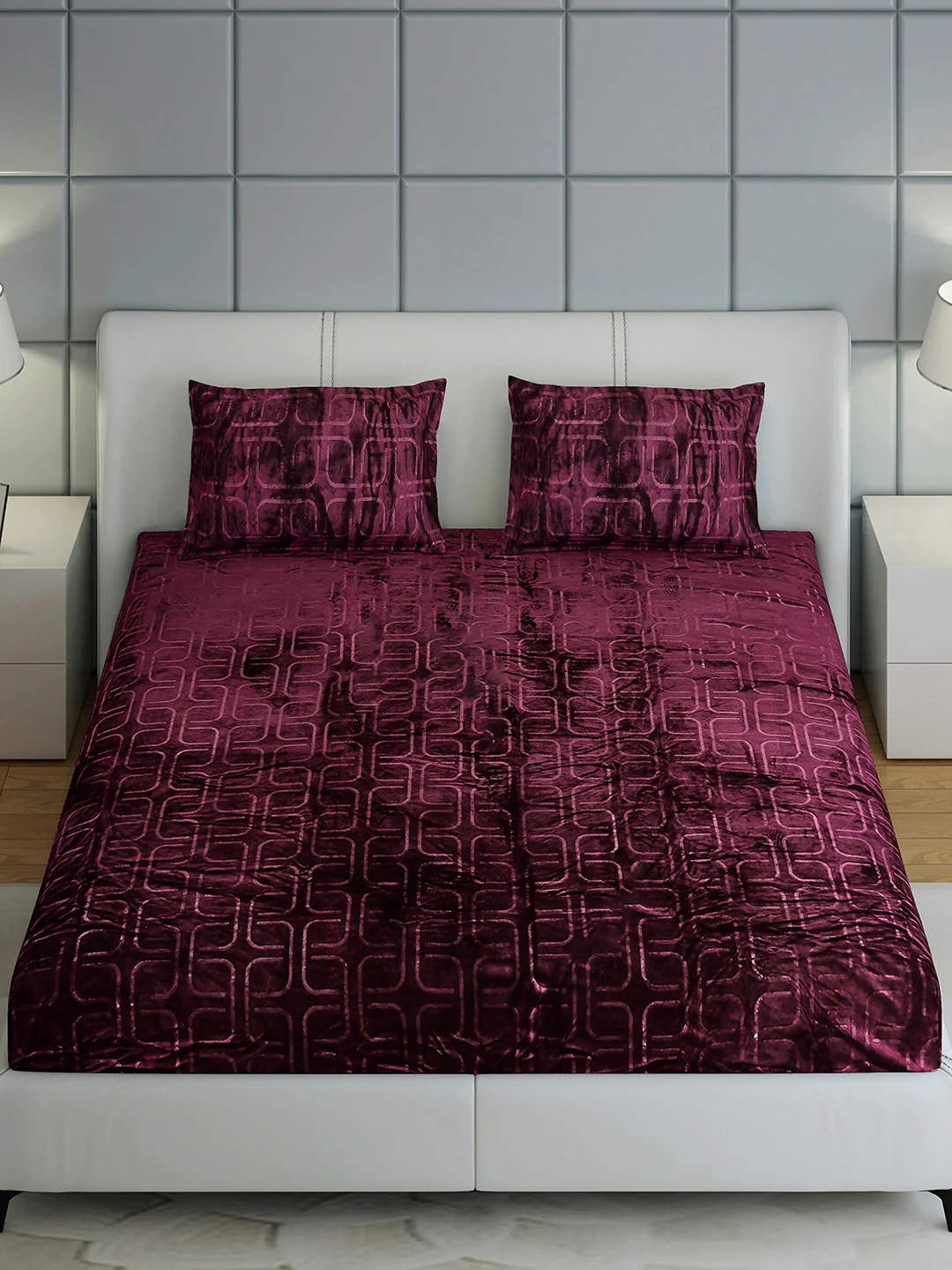 435 GSM 100% Polyester Double Bed 1 Bedsheet with 2 Pillow Cover (Indigo) - Image 3