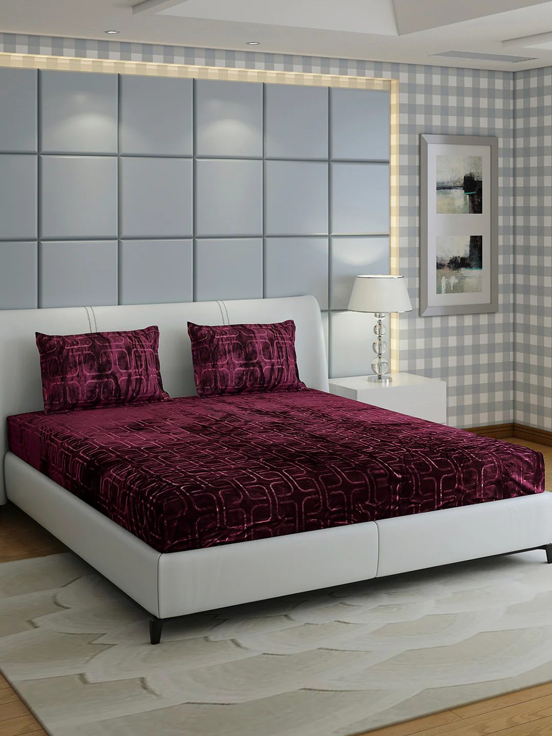 435 GSM 100% Polyester Double Bed 1 Bedsheet with 2 Pillow Cover (Indigo) - Image 4