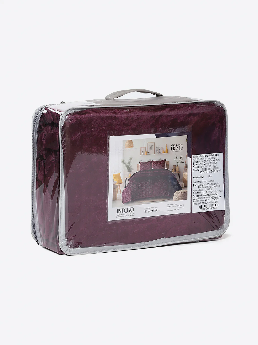 435 GSM 100% Polyester Double Bed 1 Bedsheet with 2 Pillow Cover (Indigo) - Image 9