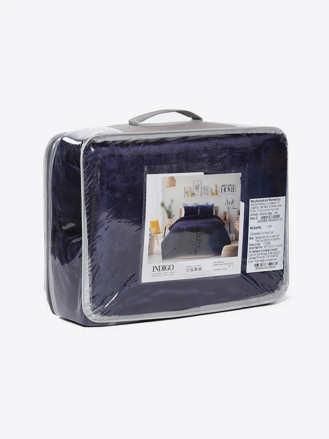 435 GSM 100% Polyester Double Bed 1 Bedsheet with 2 Pillow Cover (Indigo) - Image 9