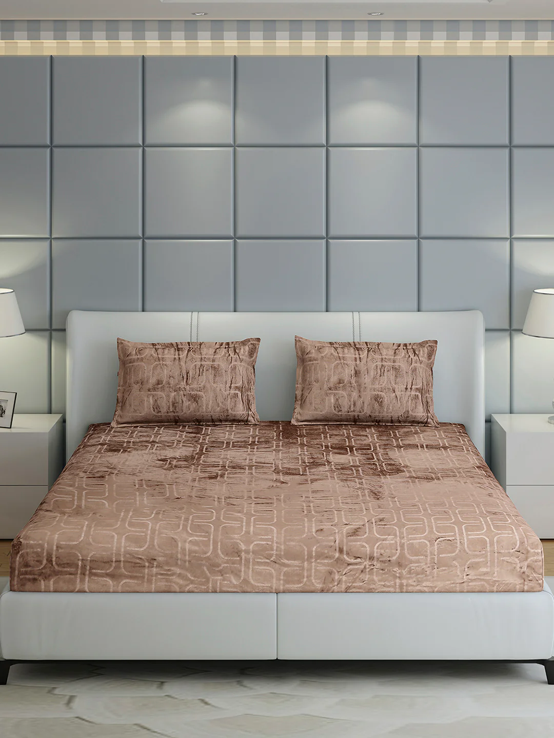 435 GSM 100% Polyester Double Bed 1 Bedsheet with 2 Pillow Cover (Indigo) - Image 2