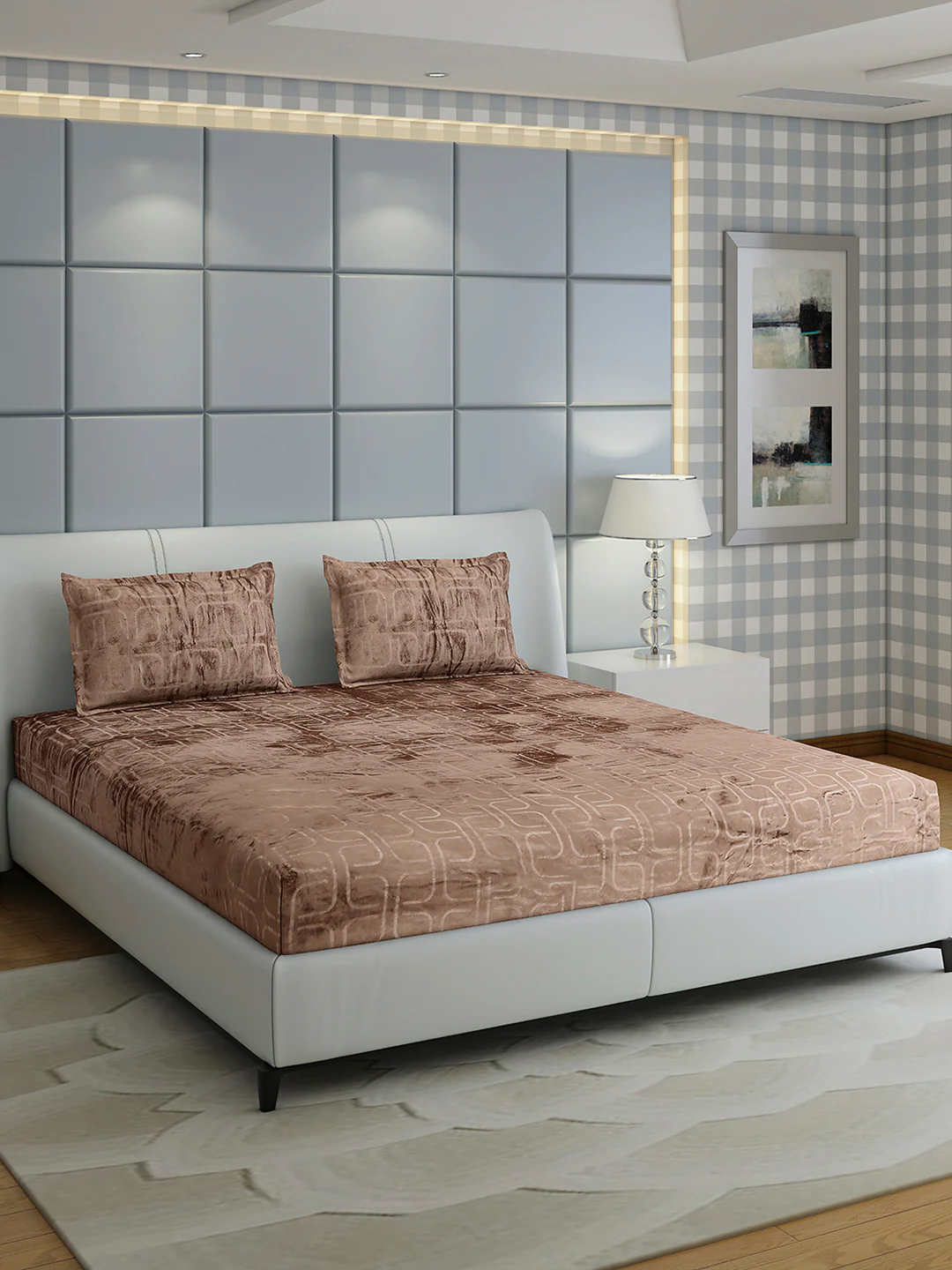 435 GSM 100% Polyester Double Bed 1 Bedsheet with 2 Pillow Cover (Indigo) - Image 4
