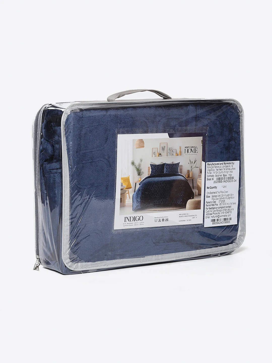 435 GSM 100% Polyester Double Bed 1 Bedsheet with 2 Pillow Cover (Indigo) - Image 9