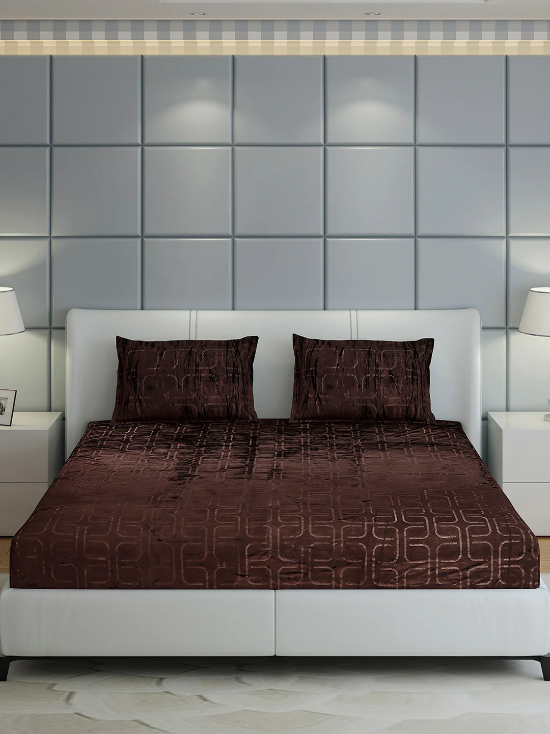 435 GSM 100% Polyester Double Bed 1 Bedsheet with 2 Pillow Cover (Indigo) - Image 2