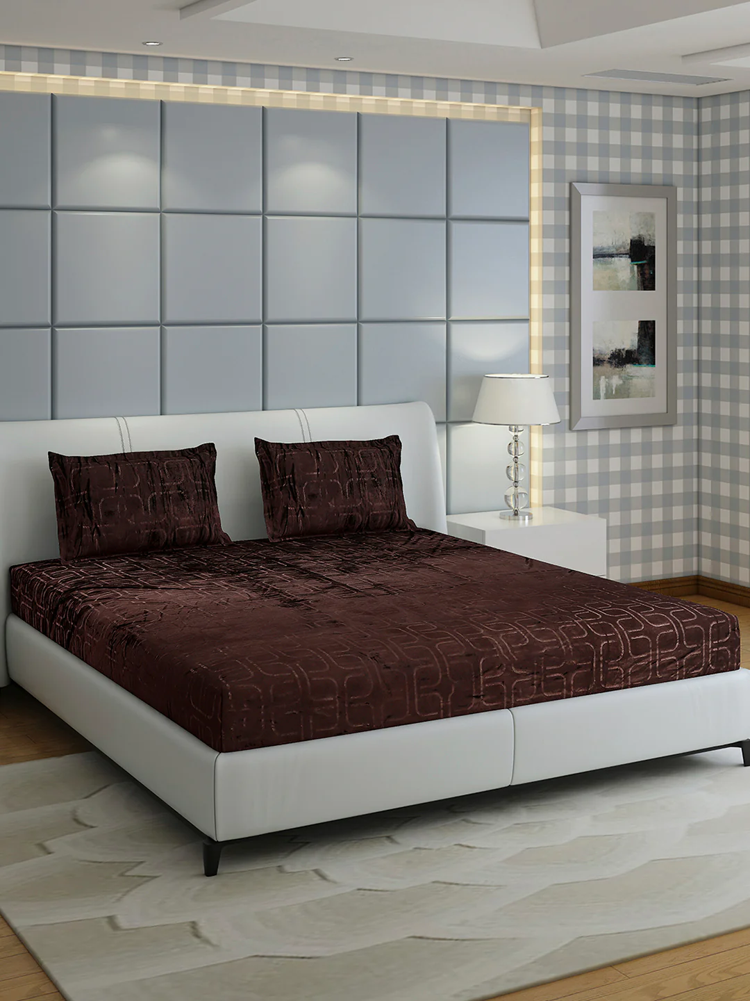 435 GSM 100% Polyester Double Bed 1 Bedsheet with 2 Pillow Cover (Indigo) - Image 4