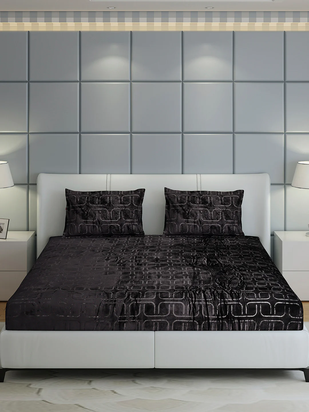 435 GSM 100% Polyester Double Bed 1 Bedsheet with 2 Pillow Cover (Indigo) - Image 2