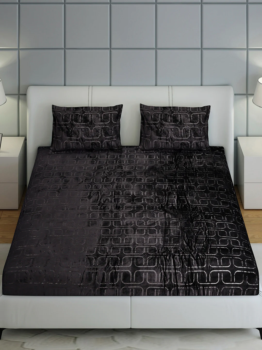 435 GSM 100% Polyester Double Bed 1 Bedsheet with 2 Pillow Cover (Indigo) - Image 3