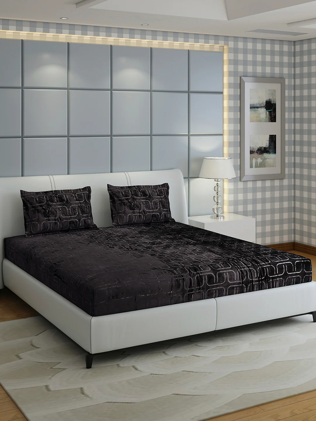 435 GSM 100% Polyester Double Bed 1 Bedsheet with 2 Pillow Cover (Indigo) - Image 4