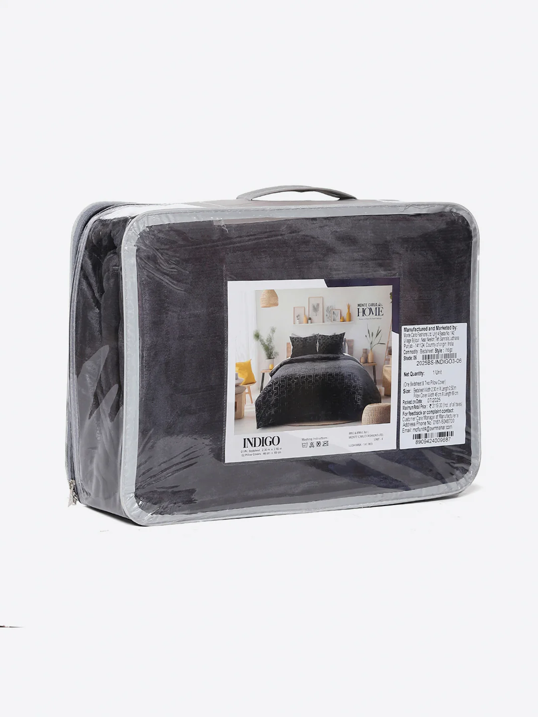 435 GSM 100% Polyester Double Bed 1 Bedsheet with 2 Pillow Cover (Indigo) - Image 9