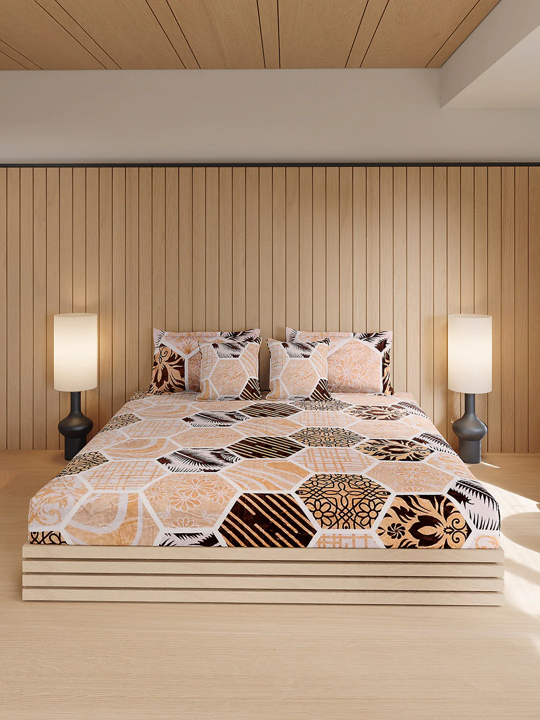 487 GSM 100% Polyester Double Bed 1 Bedsheet, 2 Pillow Cover & 2 Cushion Case (Pristine 4 Pcs Set) - Image 2