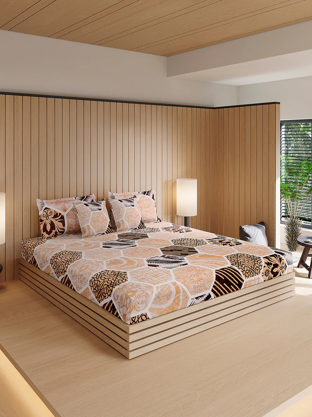 487 GSM 100% Polyester Double Bed 1 Bedsheet, 2 Pillow Cover & 2 Cushion Case (Pristine 4 Pcs Set) - Image 4