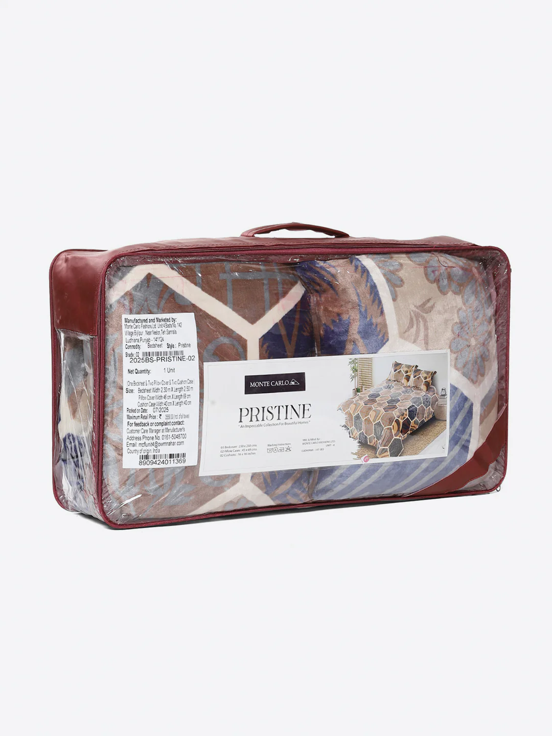 487 GSM 100% Polyester Double Bed 1 Bedsheet, 2 Pillow Cover & 2 Cushion Case (Pristine 4 Pcs Set) - Image 10