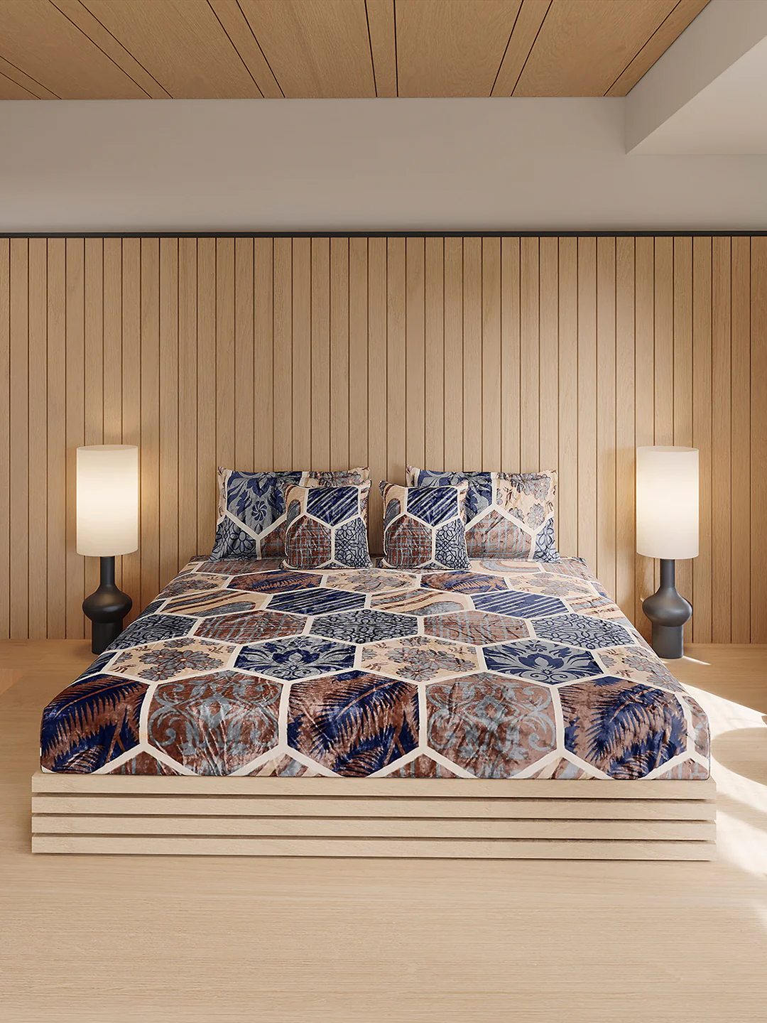 487 GSM 100% Polyester Double Bed 1 Bedsheet, 2 Pillow Cover & 2 Cushion Case (Pristine 4 Pcs Set) - Image 2