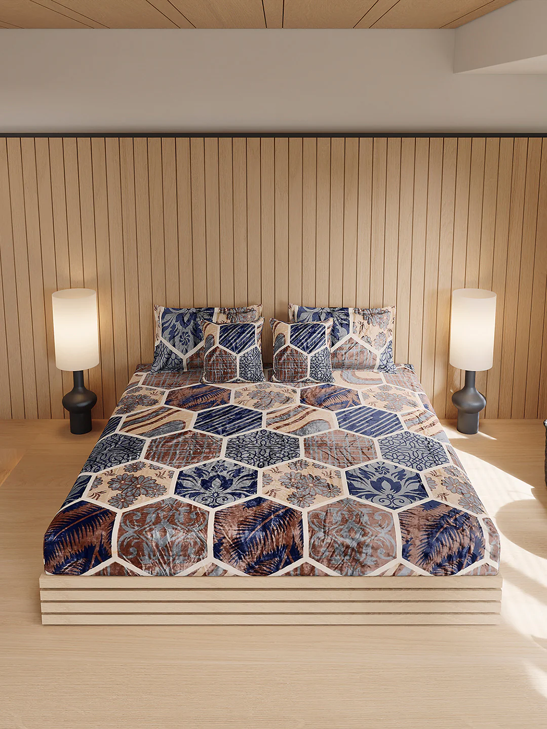 487 GSM 100% Polyester Double Bed 1 Bedsheet, 2 Pillow Cover & 2 Cushion Case (Pristine 4 Pcs Set) - Image 3