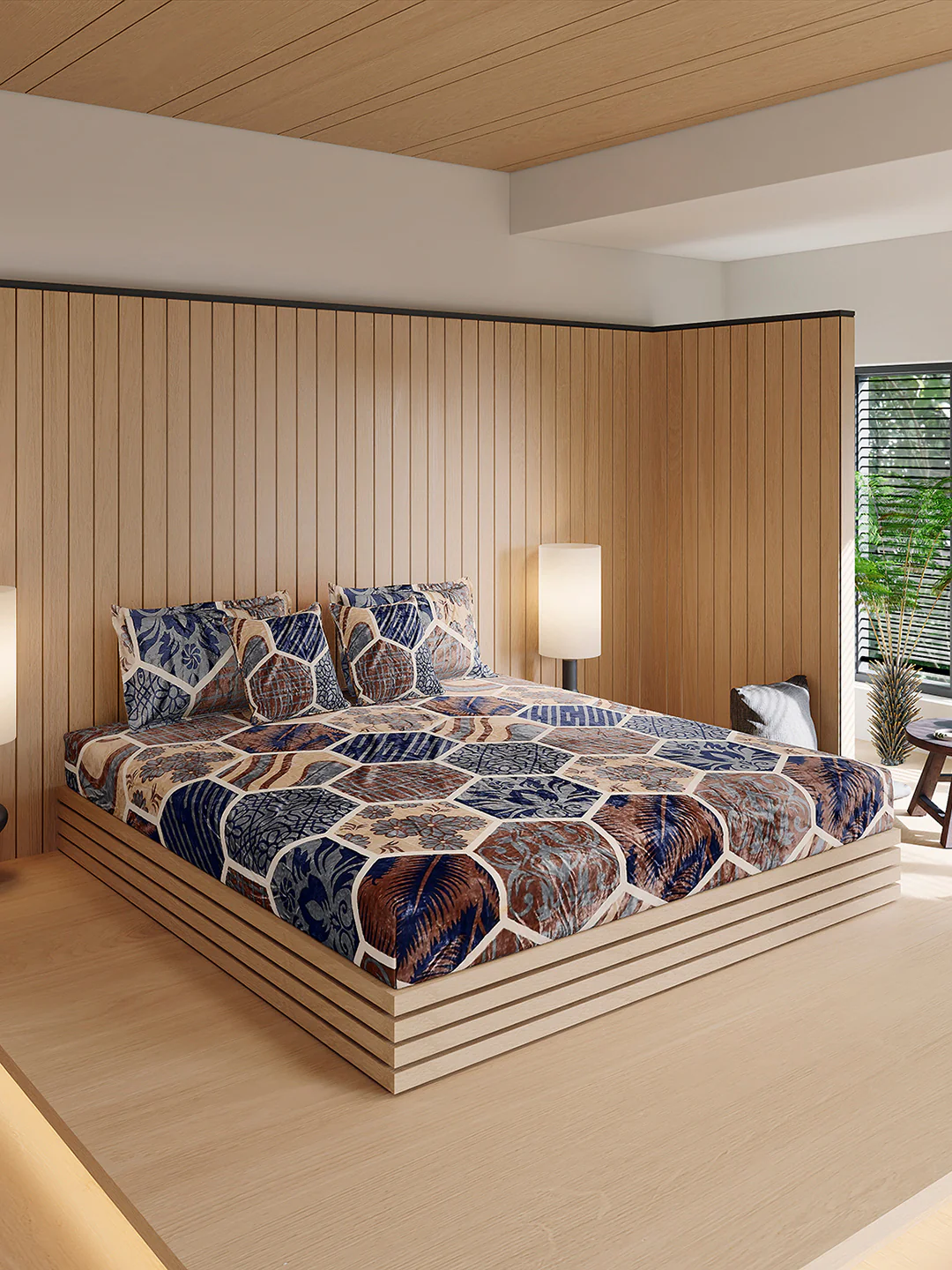 487 GSM 100% Polyester Double Bed 1 Bedsheet, 2 Pillow Cover & 2 Cushion Case (Pristine 4 Pcs Set) - Image 4