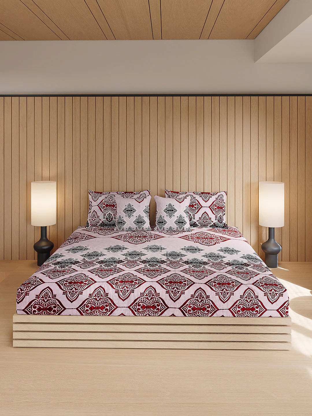 487 GSM 100% Polyester Double Bed 1 Bedsheet, 2 Pillow Cover & 2 Cushion Case (Pristine 4 Pcs Set) - Image 2