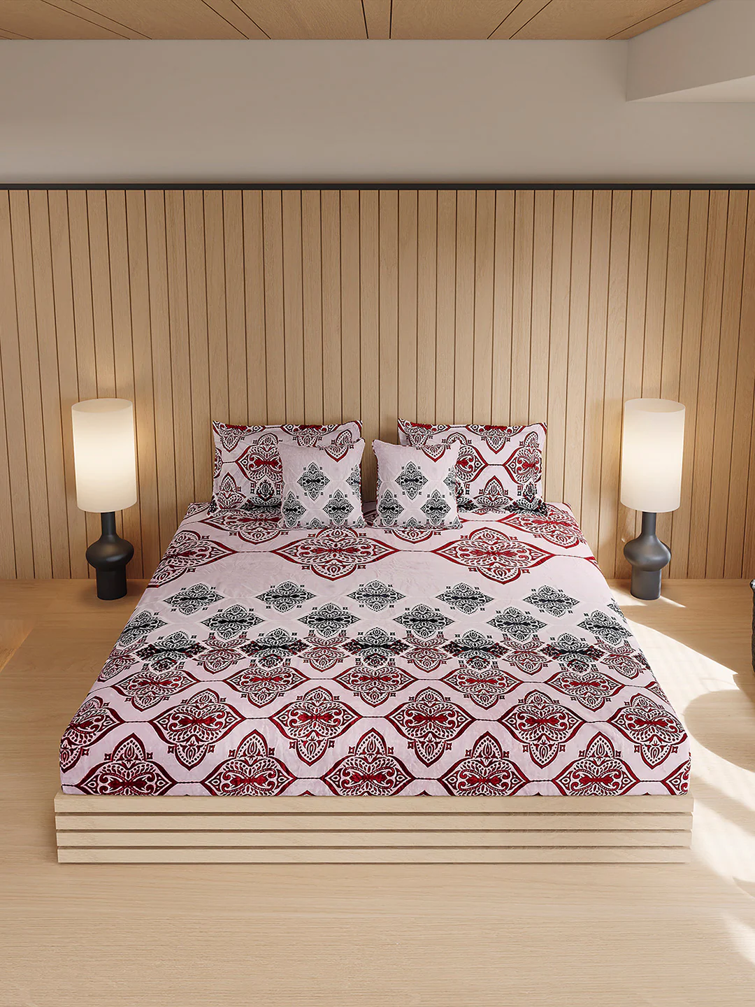 487 GSM 100% Polyester Double Bed 1 Bedsheet, 2 Pillow Cover & 2 Cushion Case (Pristine 4 Pcs Set) - Image 3