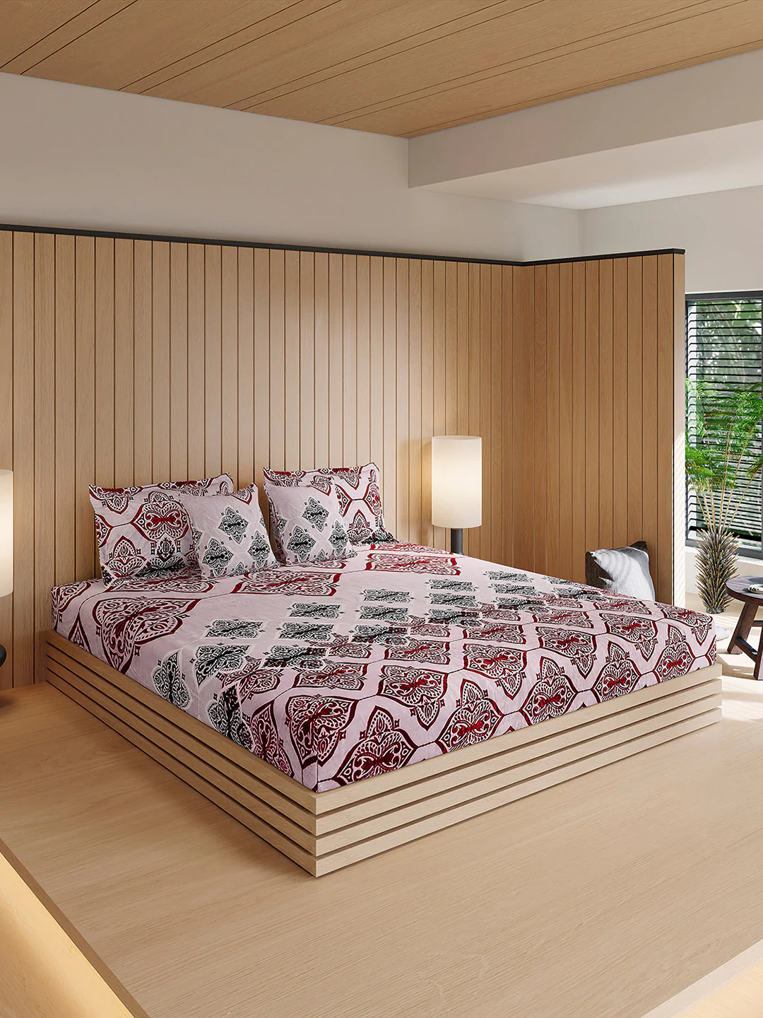 487 GSM 100% Polyester Double Bed 1 Bedsheet, 2 Pillow Cover & 2 Cushion Case (Pristine 4 Pcs Set) - Image 4