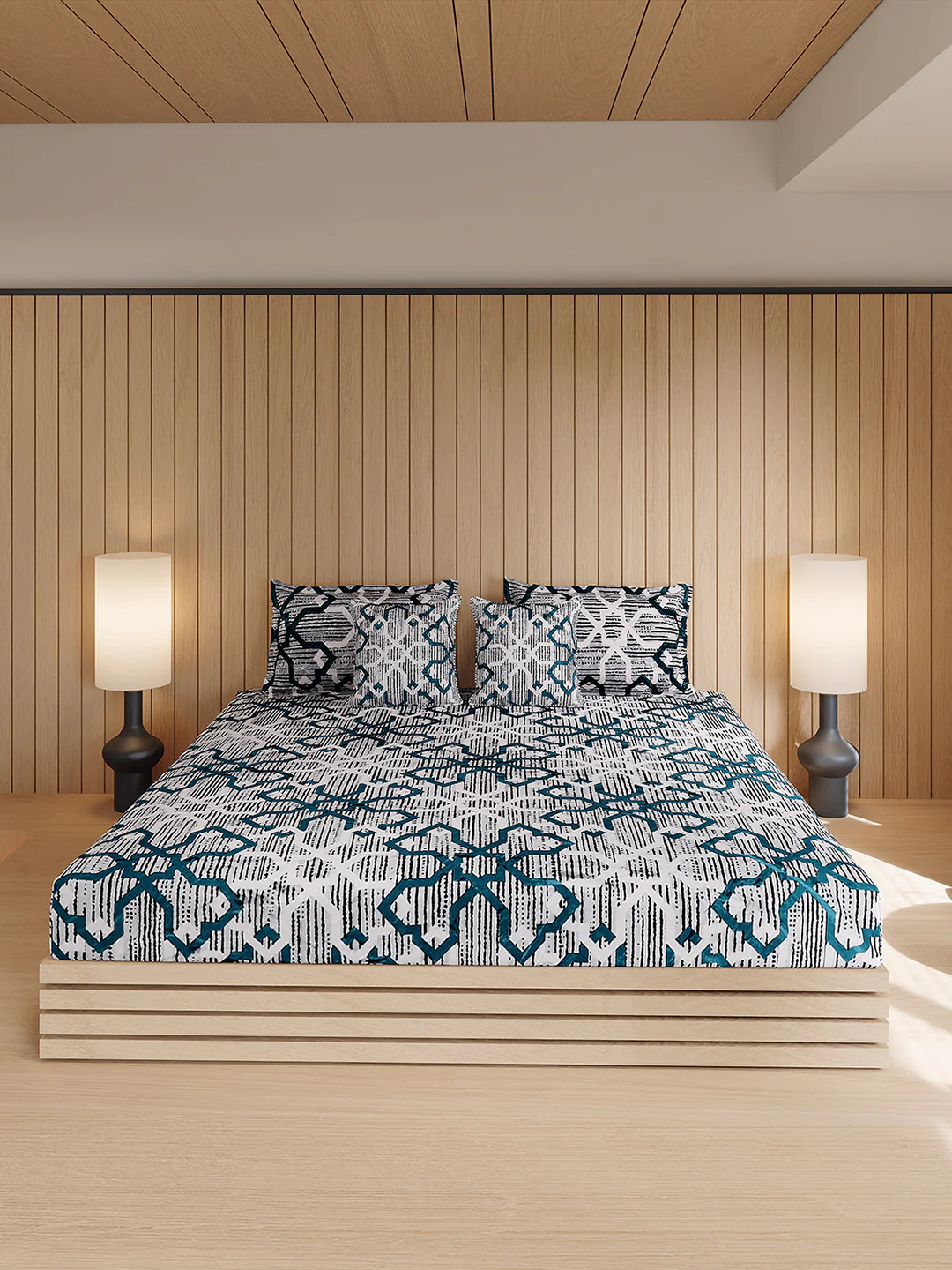 487 GSM 100% Polyester Double Bed 1 Bedsheet, 2 Pillow Cover & 2 Cushion Case (Pristine 4 Pcs Set) - Image 2