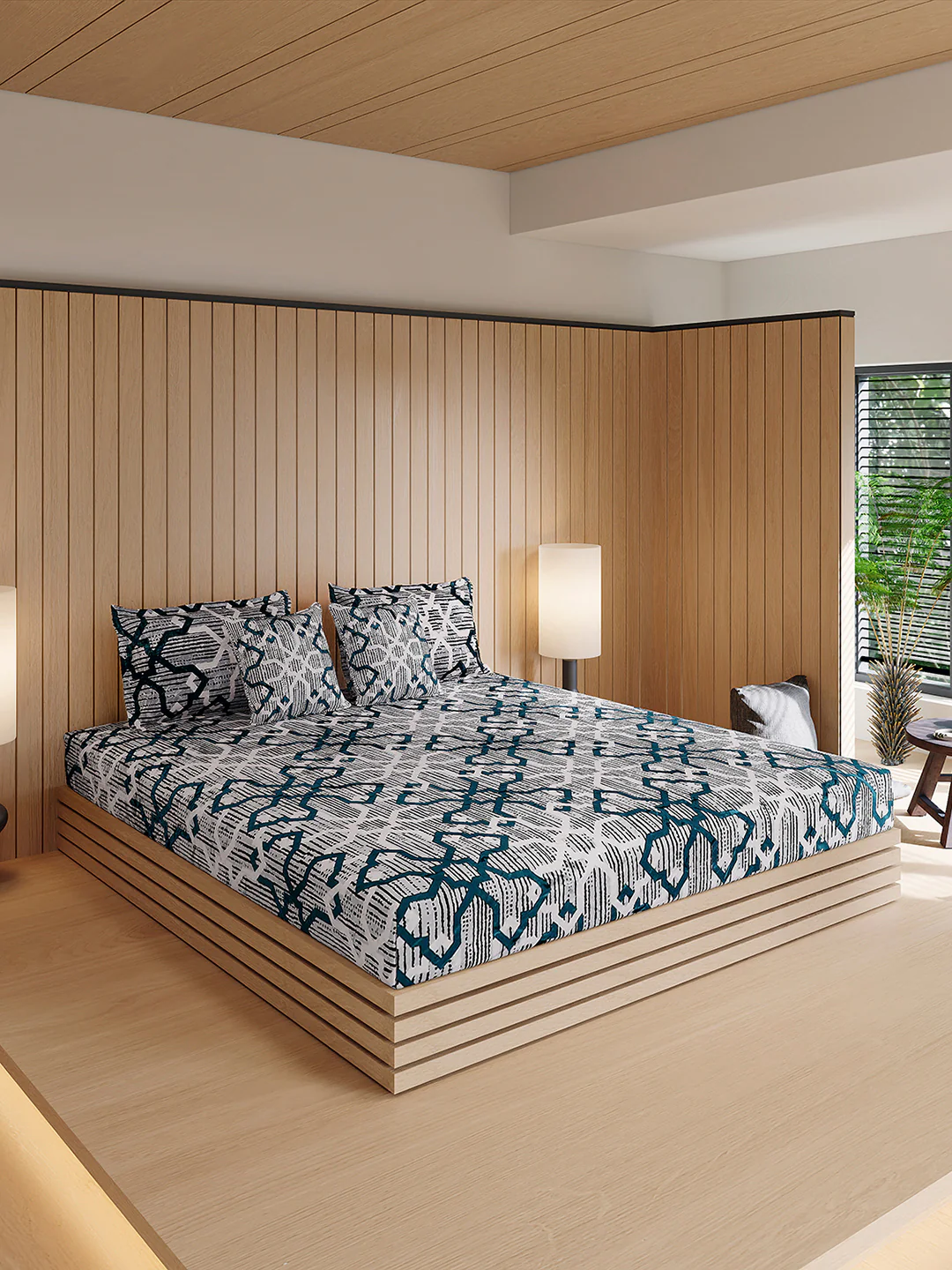 487 GSM 100% Polyester Double Bed 1 Bedsheet, 2 Pillow Cover & 2 Cushion Case (Pristine 4 Pcs Set) - Image 4