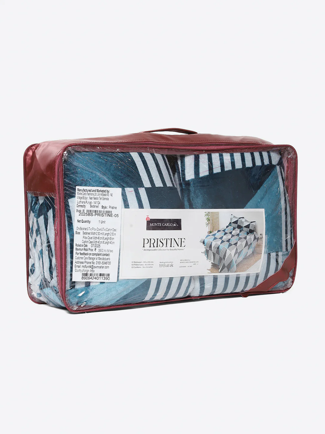487 GSM 100% Polyester Double Bed 1 Bedsheet, 2 Pillow Cover & 2 Cushion Case (Pristine 4 Pcs Set) - Image 10