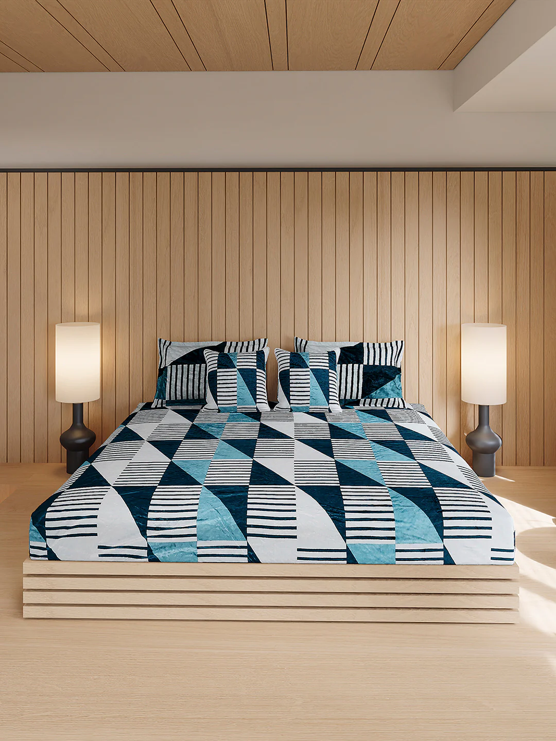 487 GSM 100% Polyester Double Bed 1 Bedsheet, 2 Pillow Cover & 2 Cushion Case (Pristine 4 Pcs Set) - Image 2