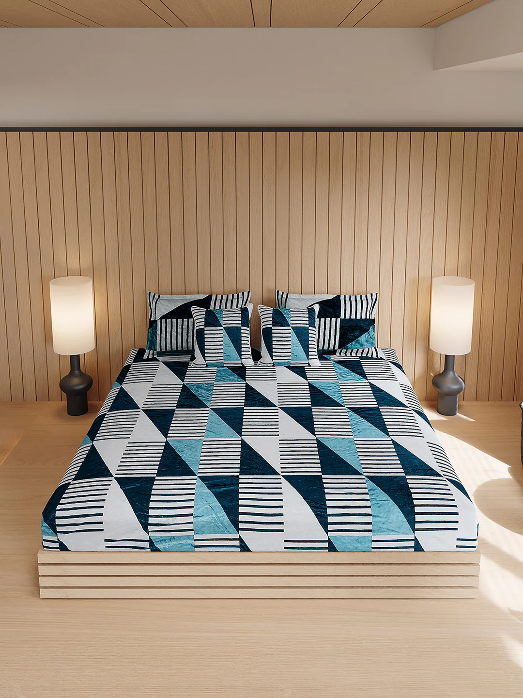 487 GSM 100% Polyester Double Bed 1 Bedsheet, 2 Pillow Cover & 2 Cushion Case (Pristine 4 Pcs Set) - Image 3