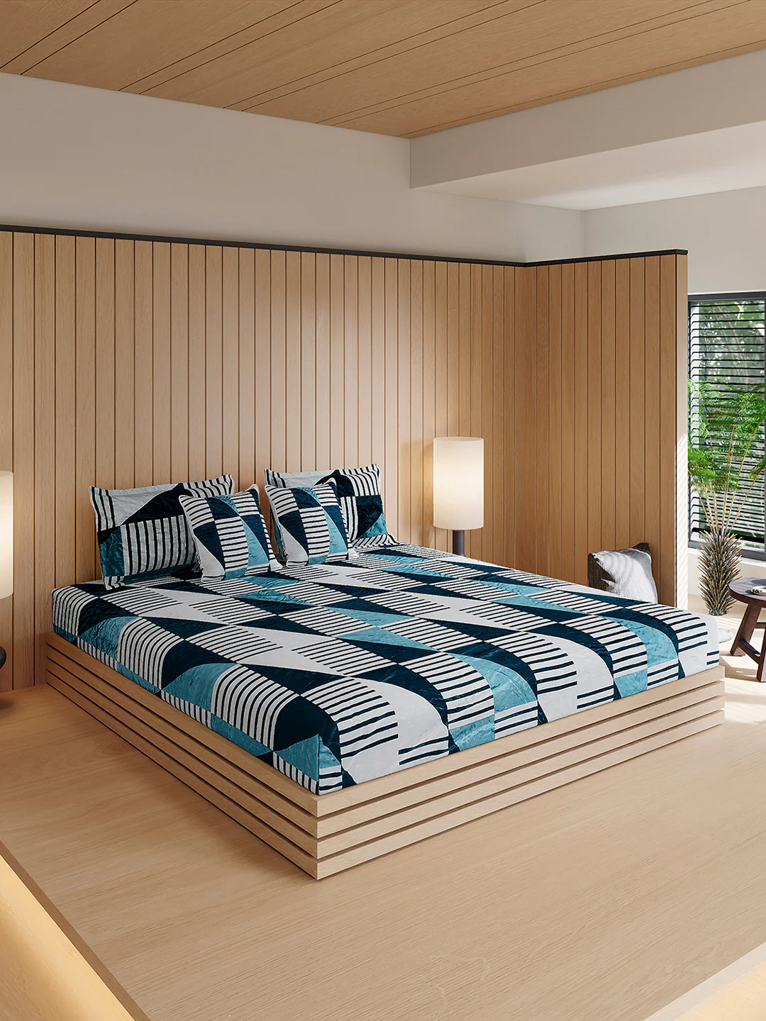 487 GSM 100% Polyester Double Bed 1 Bedsheet, 2 Pillow Cover & 2 Cushion Case (Pristine 4 Pcs Set) - Image 4