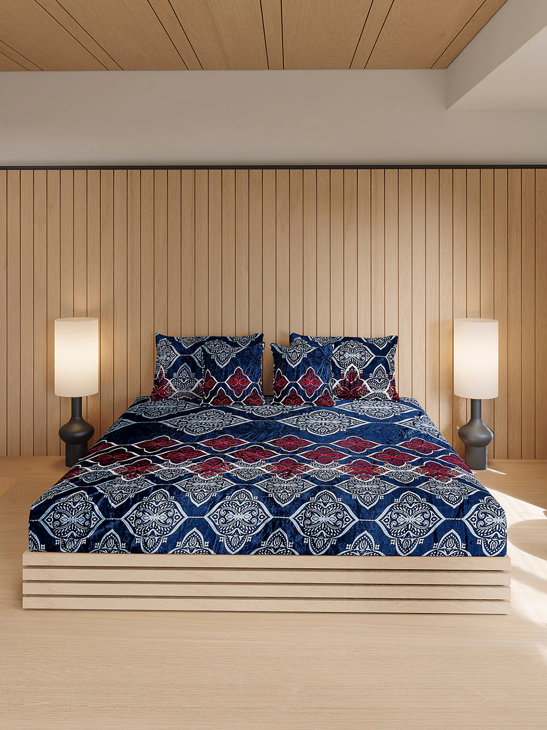 487 GSM 100% Polyester Double Bed 1 Bedsheet, 2 Pillow Cover & 2 Cushion Case (Pristine 4 Pcs Set) - Image 2