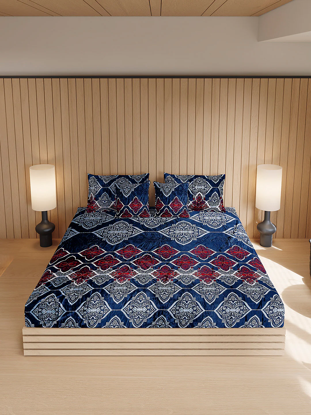 487 GSM 100% Polyester Double Bed 1 Bedsheet, 2 Pillow Cover & 2 Cushion Case (Pristine 4 Pcs Set) - Image 3