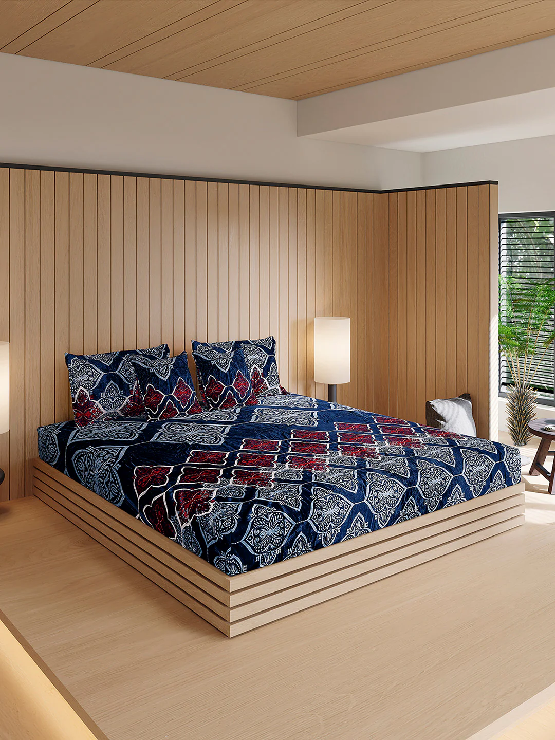 487 GSM 100% Polyester Double Bed 1 Bedsheet, 2 Pillow Cover & 2 Cushion Case (Pristine 4 Pcs Set) - Image 4