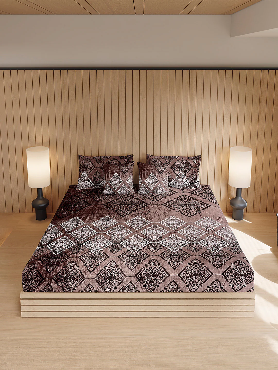 487 GSM 100% Polyester Double Bed 1 Bedsheet, 2 Pillow Cover & 2 Cushion Case (Pristine 4 Pcs Set) - Image 3