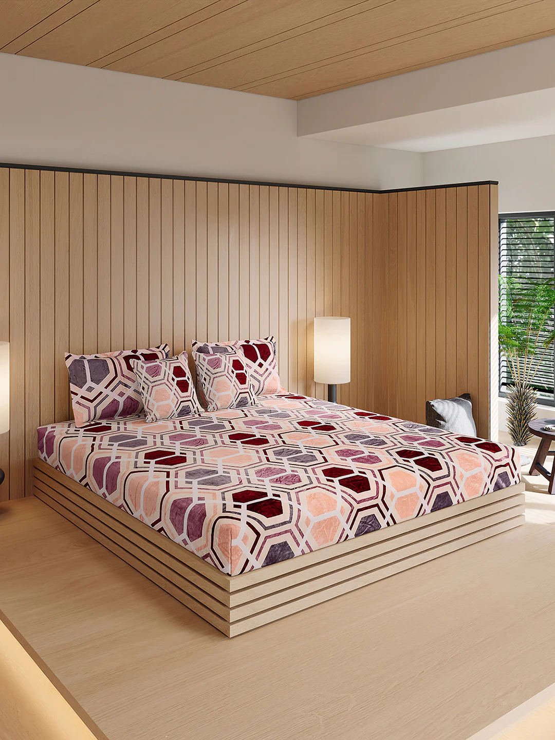 487 GSM 100% Polyester Double Bed 1 Bedsheet, 2 Pillow Cover & 2 Cushion Case (Pristine 4 Pcs Set) - Image 4