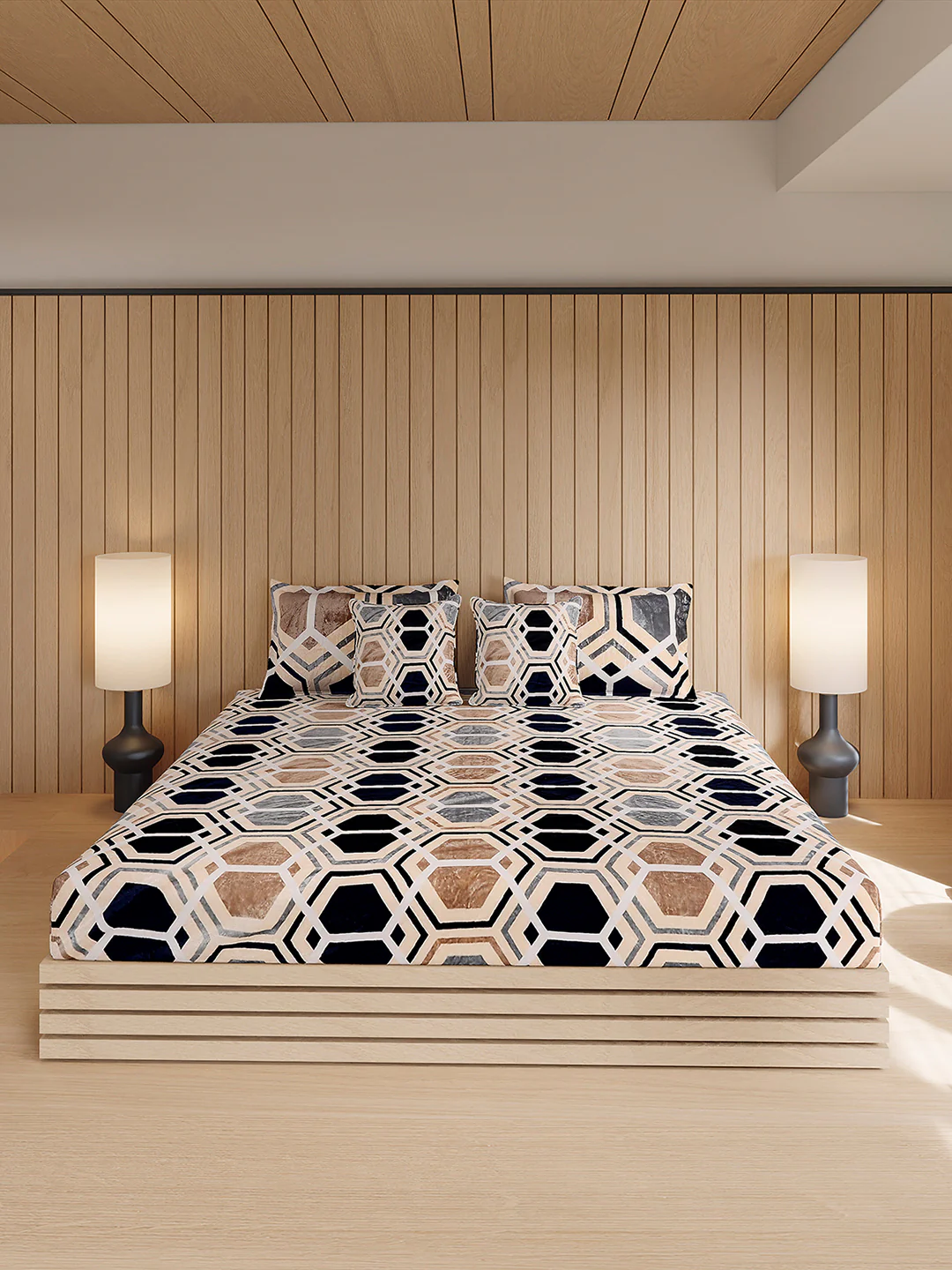 487 GSM 100% Polyester Double Bed 1 Bedsheet, 2 Pillow Cover & 2 Cushion Case (Pristine 4 Pcs Set) - Image 2