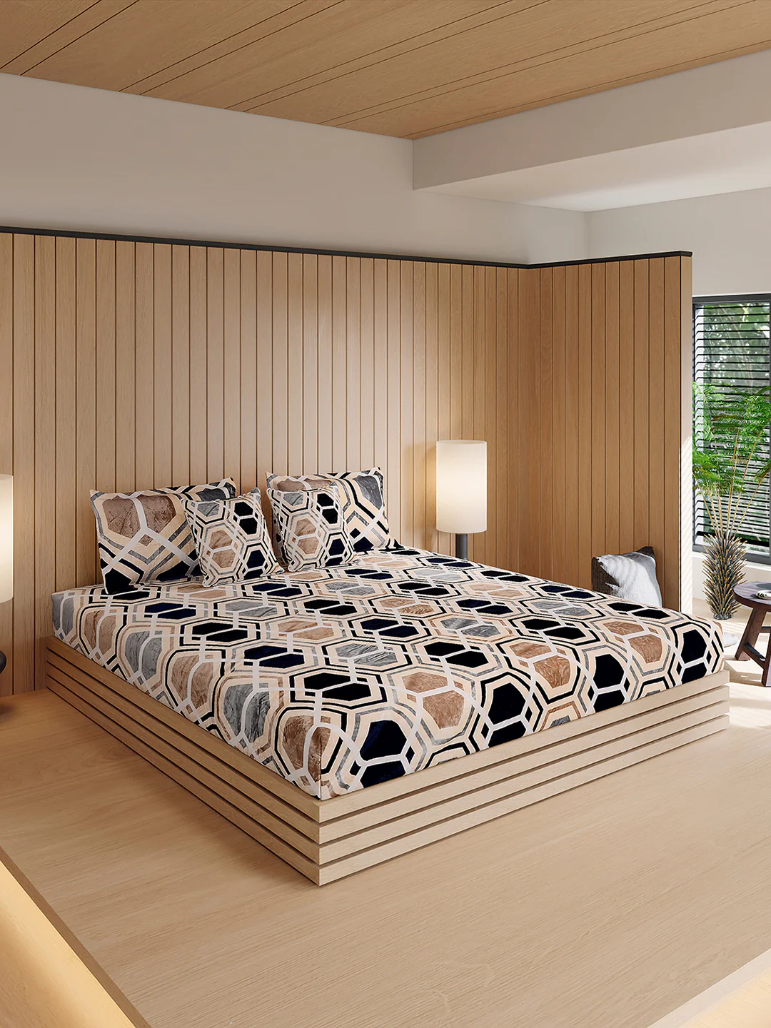 487 GSM 100% Polyester Double Bed 1 Bedsheet, 2 Pillow Cover & 2 Cushion Case (Pristine 4 Pcs Set) - Image 4