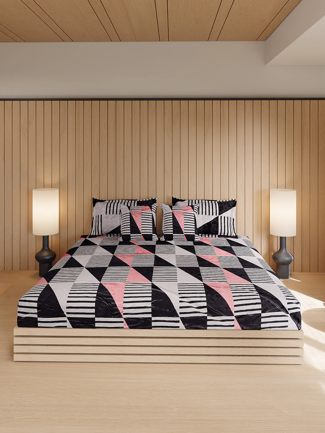 487 GSM 100% Polyester Double Bed 1 Bedsheet, 2 Pillow Cover & 2 Cushion Case (Pristine 4 Pcs Set) - Image 2