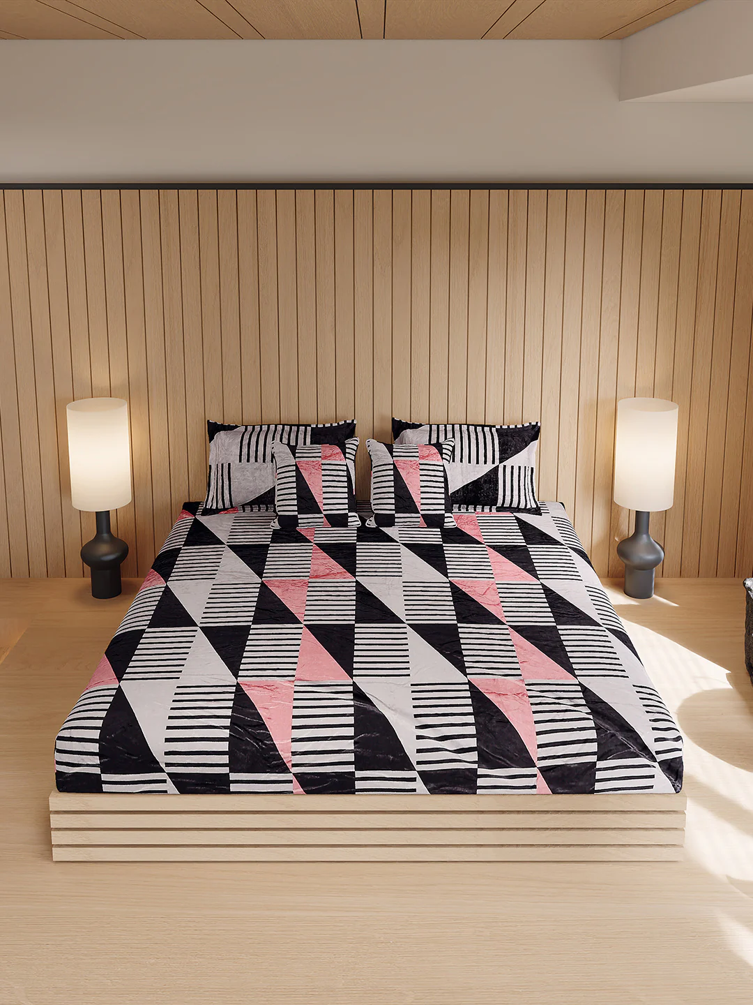 487 GSM 100% Polyester Double Bed 1 Bedsheet, 2 Pillow Cover & 2 Cushion Case (Pristine 4 Pcs Set) - Image 3