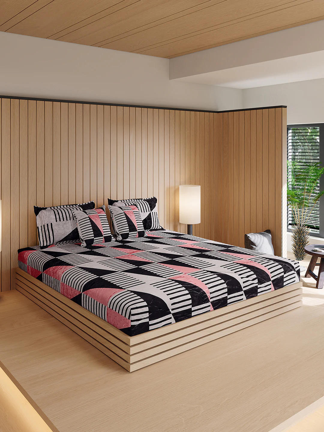 487 GSM 100% Polyester Double Bed 1 Bedsheet, 2 Pillow Cover & 2 Cushion Case (Pristine 4 Pcs Set) - Image 4