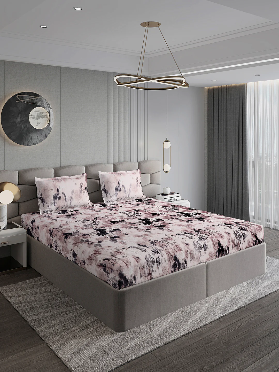 495 GSM Polyester King Bed 1 Bedsheet with 2 Pillow Cover (Gold Mine) - Image 4